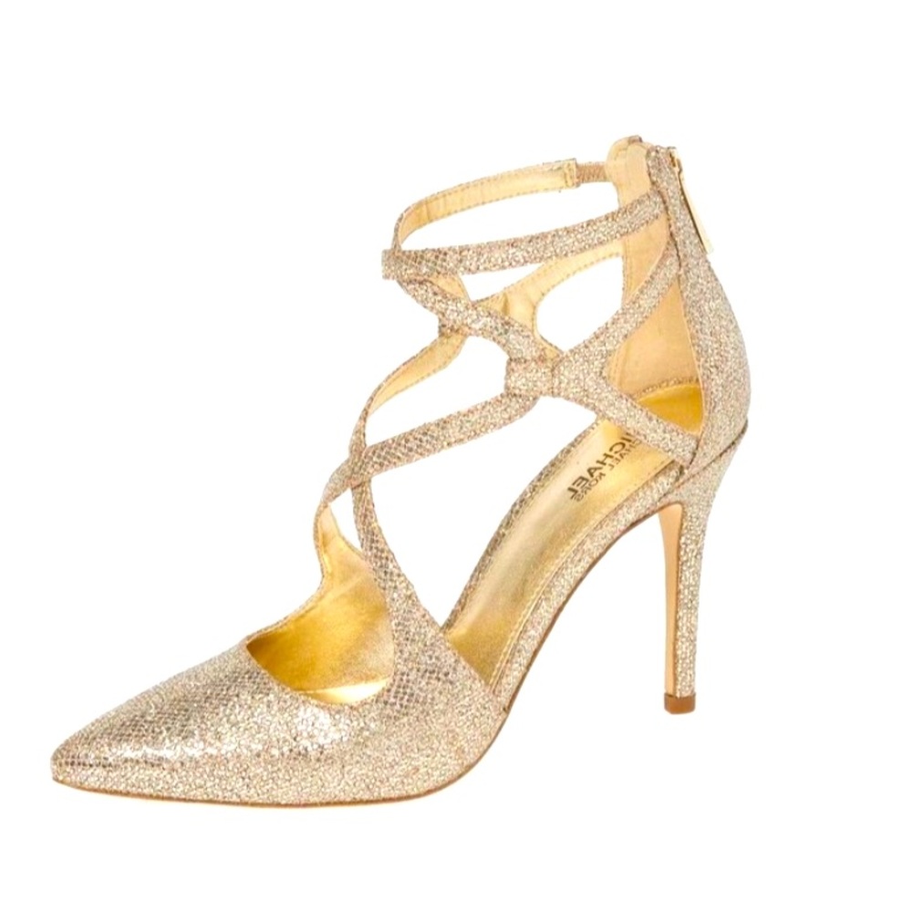 Michael Kors Catia Pumps Glitter Silver/Sand Sz 8